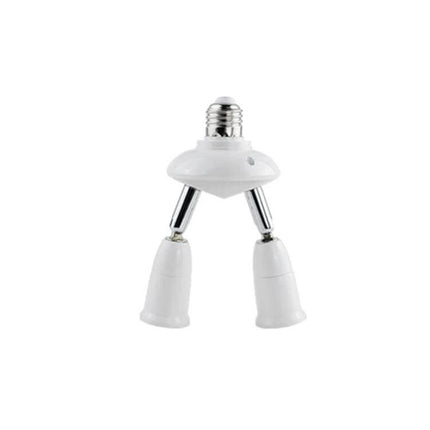 E27 Splitter Adapter 5 In 1 For Lamp Bulb Holder Socket - white dual-arm E27 splitter with 360° rotatable sockets