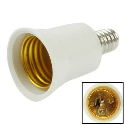 E27 To E14 Light Bulb Adapter For Smaller Bulbs In Home Use – white E27-to-E14 socket converter with copper contacts and fireproof PBT housing