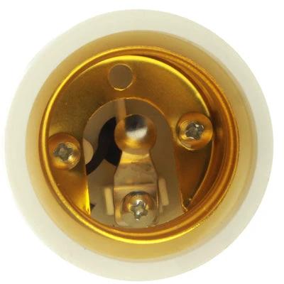 E27 To E14 Light Bulb Adapter For Smaller Bulbs In Home Use - close-up of E27 socket adapter with copper contacts and fireproof PBT housing