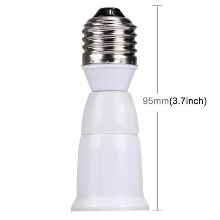 E27 To E27 Light Lamp Bulbs Extension Adapter Converter 95mm white inline socket extender with copper contacts and fire-resistant PBT housing