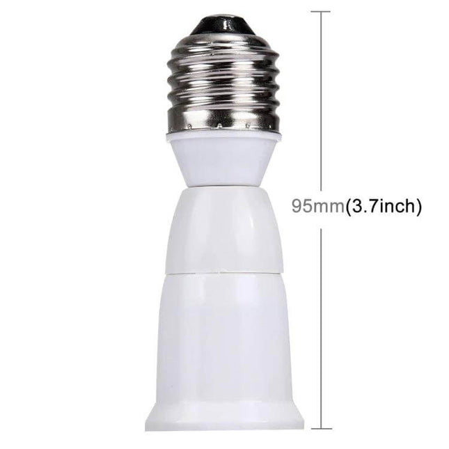 E27 To E27 Light Lamp Bulbs Extension Adapter Converter 95mm white inline socket extender with copper contacts and fire-resistant PBT housing