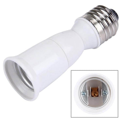 E27 To E27 Light Lamp Bulbs Extension Adapter Converter 95mm white inline socket extender with copper contacts and fire-resistant PBT housing