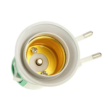 E27 To EU Plug Lamp Socket With Power Switch For Home Use - white E27 adapter with EU plug and built-in on/off switch
