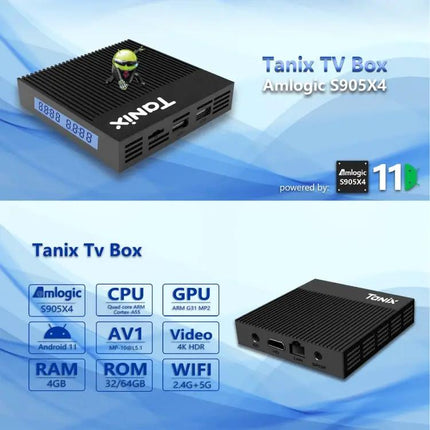 Tanix X4 Android 11 Smart TV Box for 4K Streaming and Dual Band WiFi
