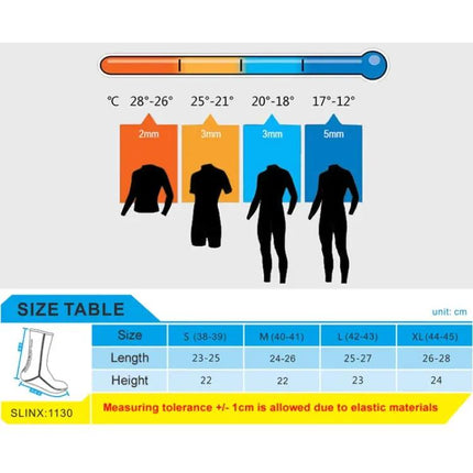 SLINX 3mm Neoprene Non-Slip Diving Socks Unisex S-XL | Syndmart
