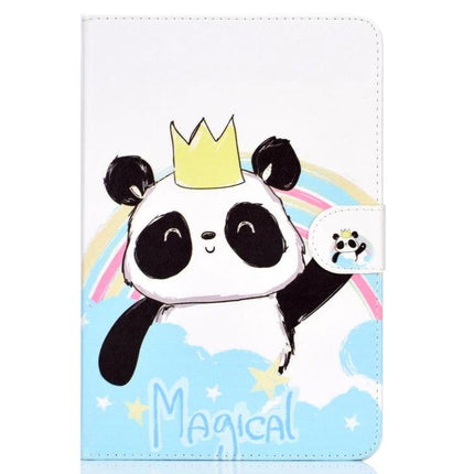 PU Leather Flip Case with Holder for 10-Inch Tablets featuring cute panda crown design, magnetic closure and stand
