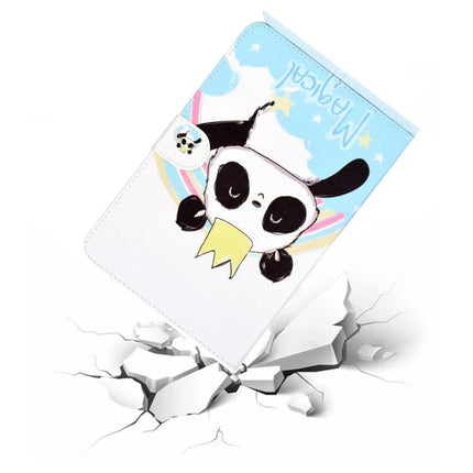 PU Leather Flip Case with Holder for 10-Inch Tablets featuring cute panda magic design, protective PU leather cover and built-in holder