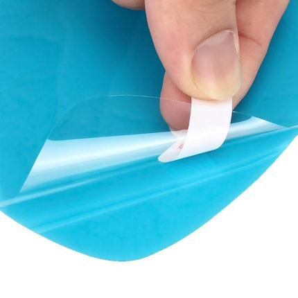 Waterproof Anti-Fog Protective Film for Car Rearview Mirrors showing clear PET nano-coated film being peeled for mirror application