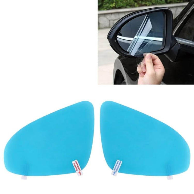 Mazda Rearview Mirror Protective Film with Anti-Fog Coating applied to side mirror reducing fog glare and scratches