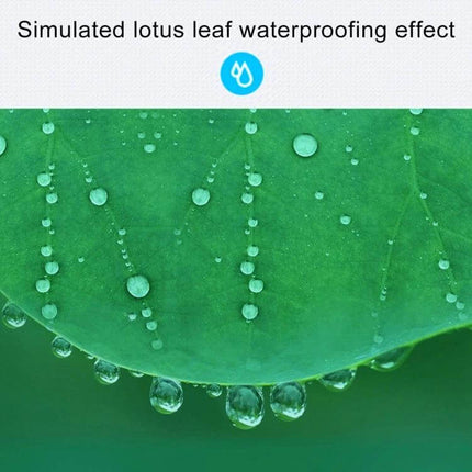 Anti-Fog Protective Film for Land Rover Rearview Mirrors showing simulated lotus leaf waterproofing effect with water droplets