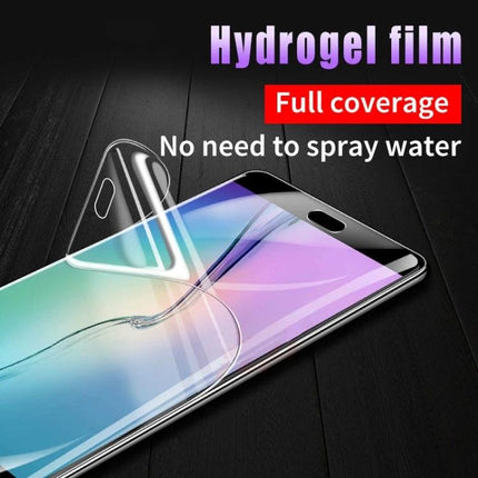 Hydrogel Full Cover Screen Protector For Samsung Galaxy showing full edge-to-edge clear hydrogel film on phone display