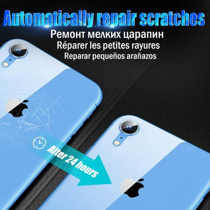 Soft Hydrogel Film Full Cover Back Protector For Smartphones showing scratched and restored blue phone backs after 24 hours