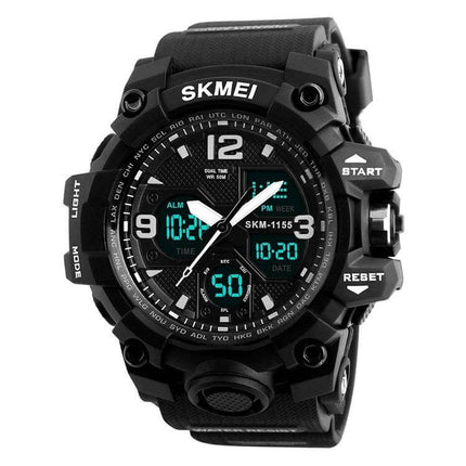 SKMEI Men's Waterproof Outdoor Sports Watch with Large Dial black rugged 55mm digital-analog display stopwatch alarm 50m waterproof