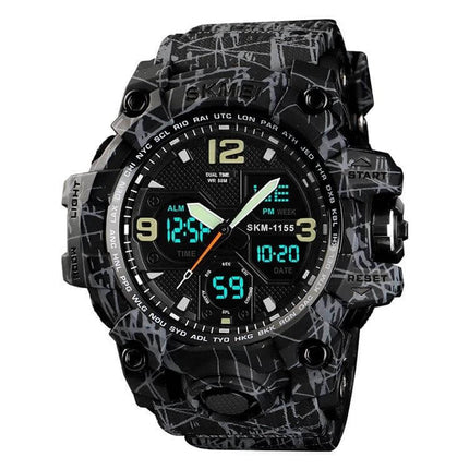 SKMEI Men's Waterproof Outdoor Sports Watch with Large Dial rugged black camo 55mm large dial digital-analog display stopwatch alarms 50m waterproof