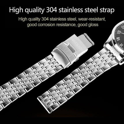 SKMEI Waterproof Steel Quartz Wrist Watch for Everyday Outdoor Use stainless 304 strap close-up showing clasp and links