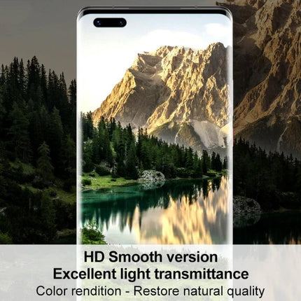 IMAK Hydrogel Film Full Coverage Screen Protector on smartphone showing edge-to-edge clarity and HD smooth light transmittance