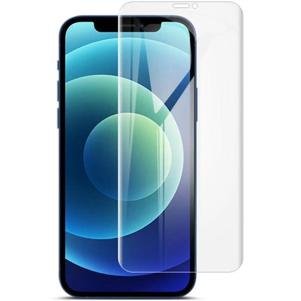 IMAK Hydrogel Film Full Coverage Screen Protector shown on smartphone providing edge-to-edge clear scratch and fingerprint resistance