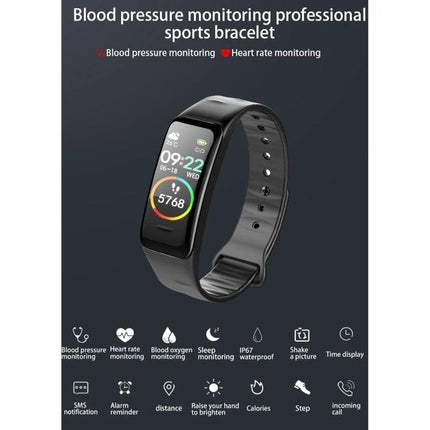Smart Watch for Daily Health Monitoring and Activity Tracking - black fitness band showing heart rate, steps, sleep and call alerts
