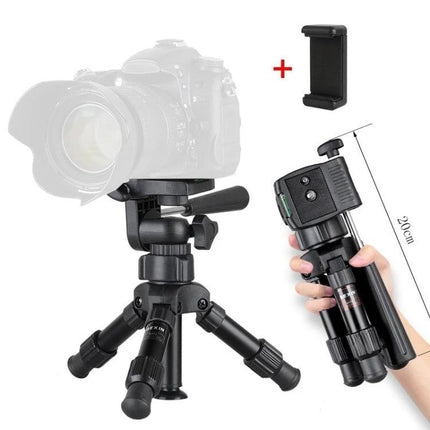 BEXIN Small Lightweight Tabletop Tripod for Cameras and Phones compact aluminum tabletop tripod with phone mount, 20cm folded for travel
