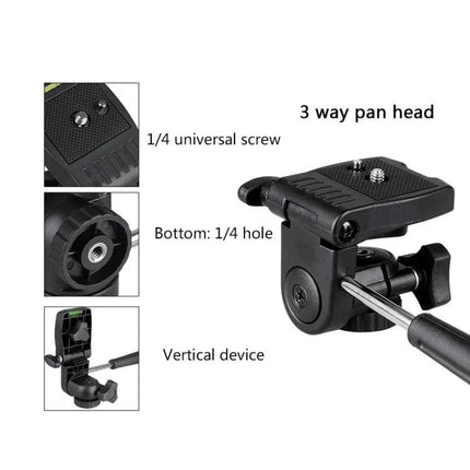 BEXIN Small Lightweight Tabletop Tripod for Cameras and Phones 3-way pan head with 1/4" universal screw and vertical device