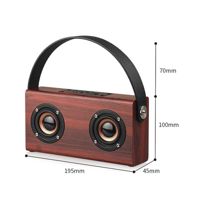 Daily Companion Wooden Bluetooth Speaker For Home And Travel compact wooden portable speaker with handle, dual drivers, TF AUX
