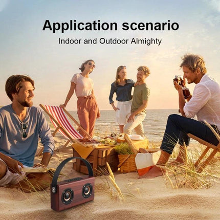 Daily Companion Wooden Bluetooth Speaker For Home And Travel portable wooden speaker on beach picnic with friends enjoying music and drinks