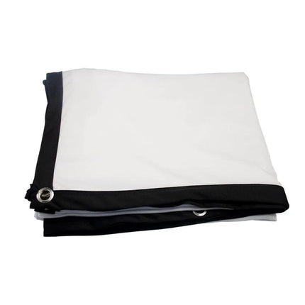 Portable Folding Projector Screen for Movie Viewing folded polyester screen with black border and grommets for outdoor or indoor use