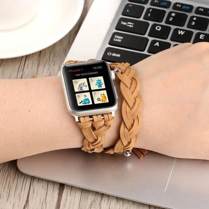 Hand-Woven Leather Apple Watch Band Multiple Sizes 38-49mm