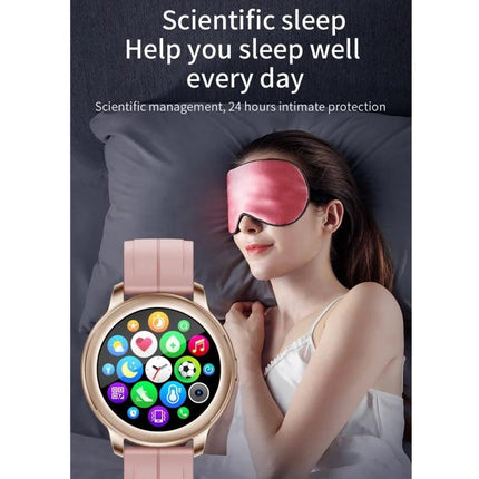 Smart Watch for Daily Health Tracking and Activity Monitoring - rose gold smartwatch showing sleep tracking and sleep mask