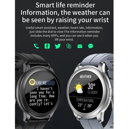 Smart Watch for Daily Health Tracking and Activity Monitoring - round smartwatch showing messages and weather screen for everyday fitness and wellness