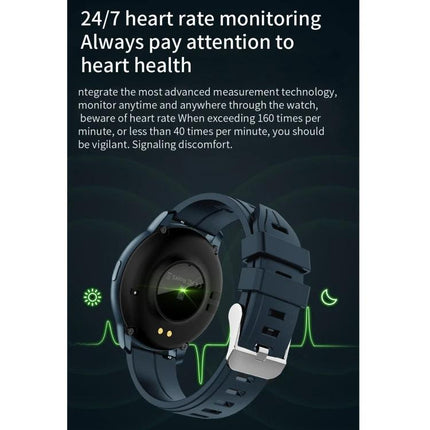 Smart Watch for Daily Health Tracking and Activity Monitoring showing 24/7 heart rate monitoring on round smartwatch display
