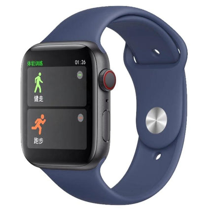 Daily Smart Watch with Silicone Strap for Everyday Health Tracking showing 1.4-inch screen with activity icons and blue silicone band