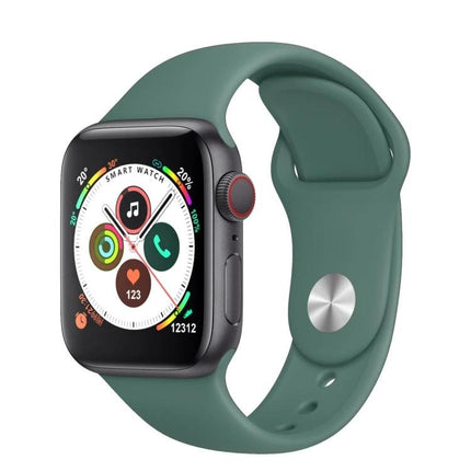 Daily Smart Watch with Silicone Strap for Everyday Health Tracking - green silicone strap showing 1.4-inch TFT screen with activity and notification icons