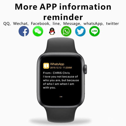 Daily Smart Watch with Silicone Strap for Everyday Health Tracking showing app notifications on 1.4-inch TFT screen