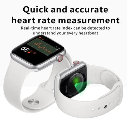 Daily Smart Watch with Silicone Strap for Everyday Health Tracking showing heart rate monitoring on 1.4-inch TFT screen with white silicone band