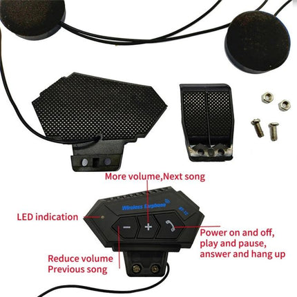 Motorcycle Helmet Bluetooth Headset With Intercom For Riding mounted to full-face helmet with speakers and control unit
