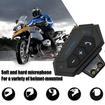 Motorcycle Helmet Bluetooth Headset With Intercom For Riding mounted on full-face helmet, rider using intercom and phone audio