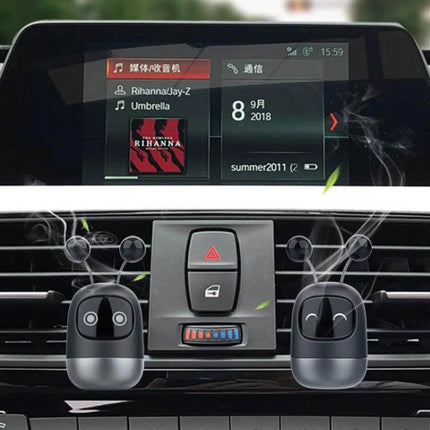 Cartoon Robot Car Air Outlet Aromatherapy Diffuser With Soft Clip clipped to car vent releasing subtle scent during drive