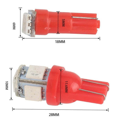Blue LED Turn Signal Lights for Car and Motorcycle - compact 12V red LED bulb with dimensions 18mm/28mm, low current 0.09–0.1A