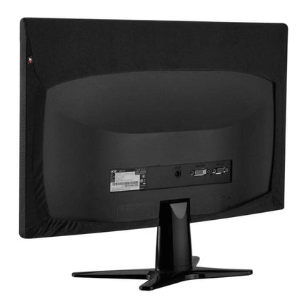 Computer Monitor Dust Cover Fits 19 To 31.5 Inch Monitors - black non-woven fabric cover on desktop monitor, protects from dust and scratches