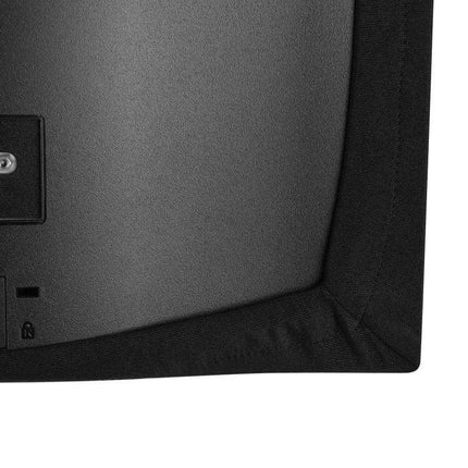 Computer Monitor Dust Cover Fits 19 To 31.5 Inch Monitors - close-up of black non-woven fabric corner covering monitor back