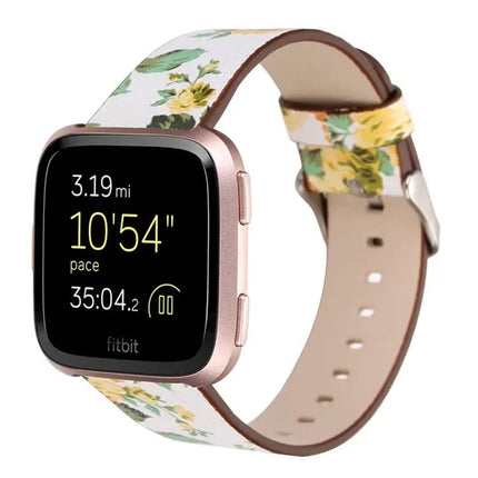 Fitbit Versa 1/2 Leather Floral Replacement Watch Strap