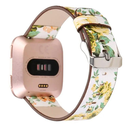 Fitbit Versa 1/2 Leather Floral Replacement Watch Strap