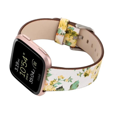 Fitbit Versa 1/2 Leather Floral Replacement Watch Strap