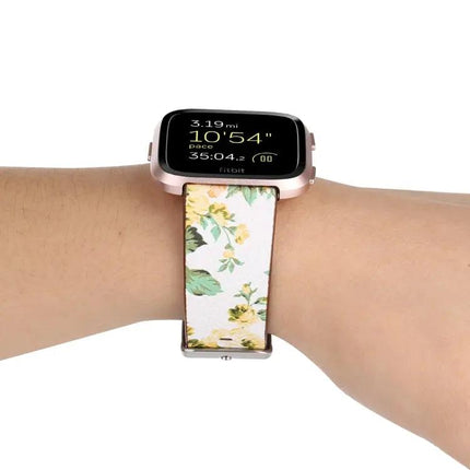 Fitbit Versa 1/2 Leather Floral Replacement Watch Strap