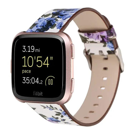 Fitbit Versa 1/2 Leather Floral Replacement Watch Strap