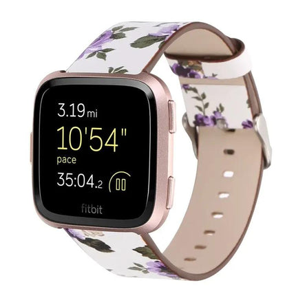 Fitbit Versa 1/2 Leather Floral Replacement Watch Strap