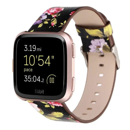 Fitbit Versa 1/2 Leather Floral Replacement Watch Strap