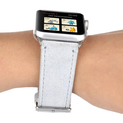 Frosted Genuine Leather Apple Watch Band 44mm 42mm