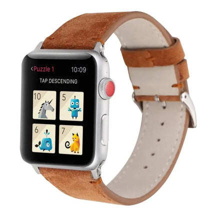 Frosted Genuine Leather Apple Watch Band 44mm 42mm